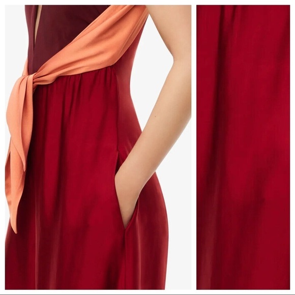 NWT. Zara Limited Edition Raspberry Long Jumpsuit with Tie. Size S. - Picture 6 of 11